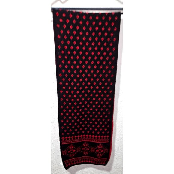 Vintage Klein By Aris Red & Black Knit Scarf Red Black Reversable - Picture 5 of 10